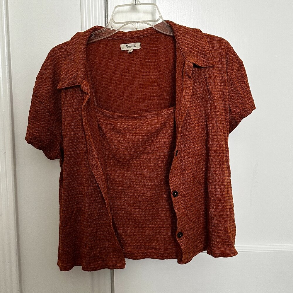 Madewell Rust Textured Button-Up & Tank Set – Size Small